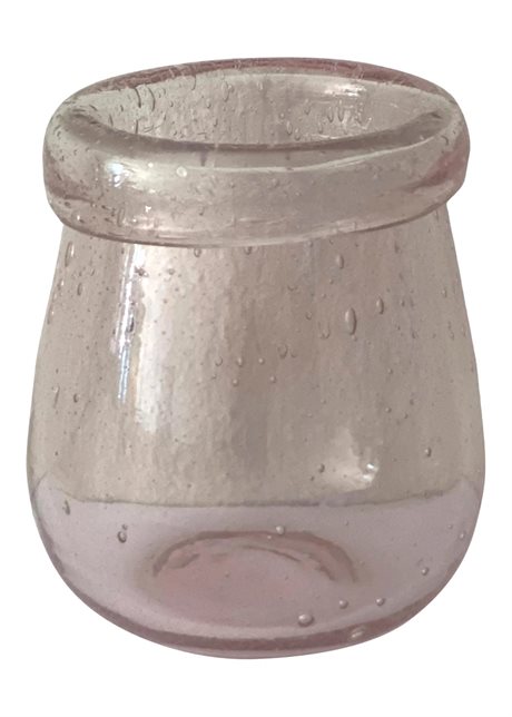 Vas / Ljuskopp i återvunnet glas med böjd kant, rosaröd Ø9x10,5cm