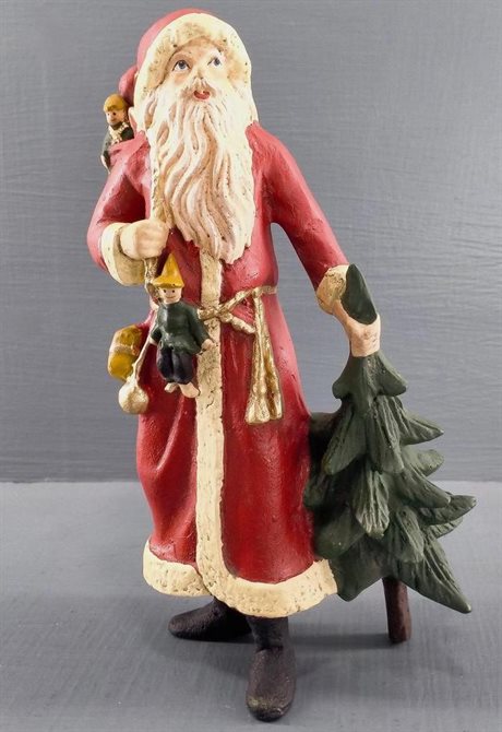 Juldekoration STANDING SANTA – stående jultomte med gran 20cm