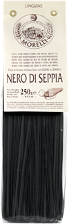 NYHET !!! Morelli Pasta di Semola di Grano Duro con Germe di Grano – LINGUINE NERO DI SEPPIA, Bläckfiskpasta 250G