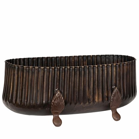 Kruka i metall – avlång på liten fot 39x20x17cm