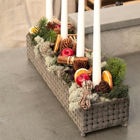 Adventsljusstake i flätad metall 13x45x9cm