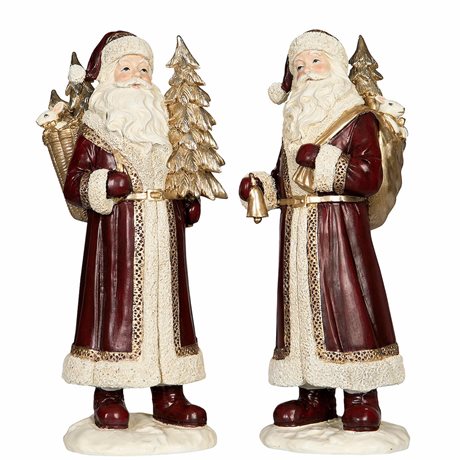 Tomte stor i mörkt rött med gulddetaljer Två olika H:35cm pris/st