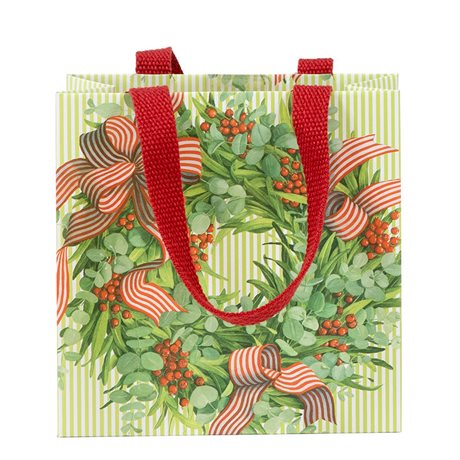 Presentpåse – Ribbon Stripe Wreath Small 14,6x14,6x5,7cm