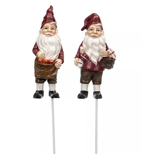 Stick tomte med ÄPPLEN eller KLAPPAR 7cm i Poly Två olika Pris/st