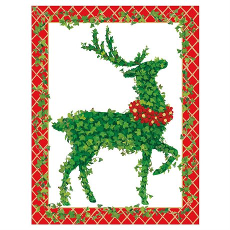 Julkort med kuvert – Topiary Stag 12x15cm 5-pack 