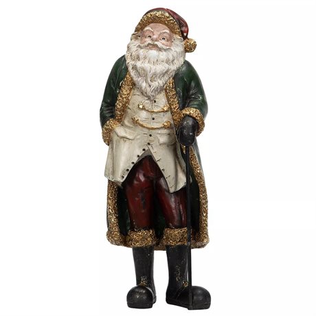 Tomte med Käpp & detaljer i guldfärg Poly Höjd:40cm