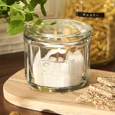 Glasburk med lock för salt Ø11x9,5cm