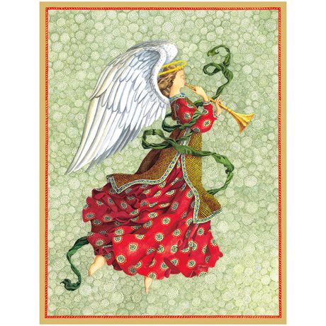 Julkort med kuvert, blank insida – Angel In Red Dress With Trumpet C 12x15cm 5-pack 