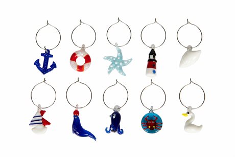Wine Charms, 10 glasmarkörer i glas – HAVSMIX