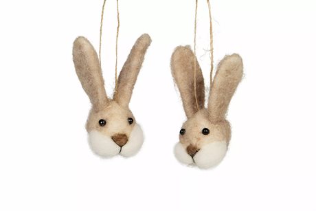 Ulldjur kaninhuvud med hänge 3x4x7cm Pris/st