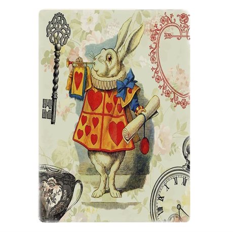 Metallskylt i vintagestil – Alice in Wonderland... The White Rabbit 15x20cm