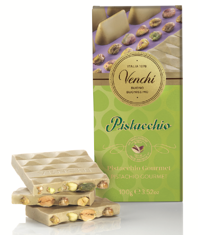 NYHET! VENCHI Crunchy Pistacchio – vit choklad & pistagegianduia 100g