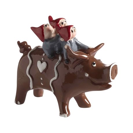 Lill-Nissar på pepparkaksgris H:6,5cm