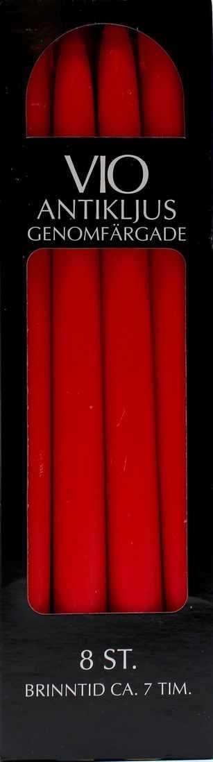 Antikljus 100% stearin röda 26cm 8-pack