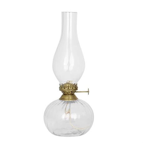 Fotogenlampa Elisabeth rund liten i glas & antik mässing Ø11cm H28cm 