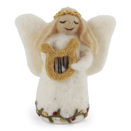 Tovad broderad ängel med harpa Fair Trade 58cm