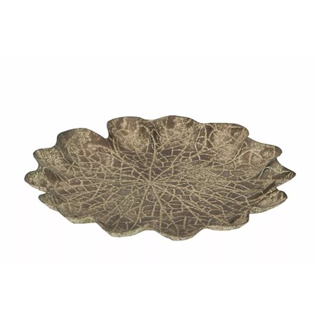 Fågelbad i metall med formen av ett blad Ø:30cm