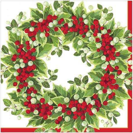 Servetter Middag Holly & Berry Wreath