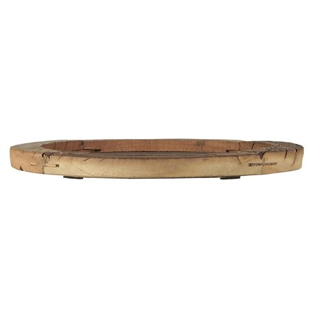 Bricka i återvunnet trä – rund med liten kant UNIK Ø:30cm