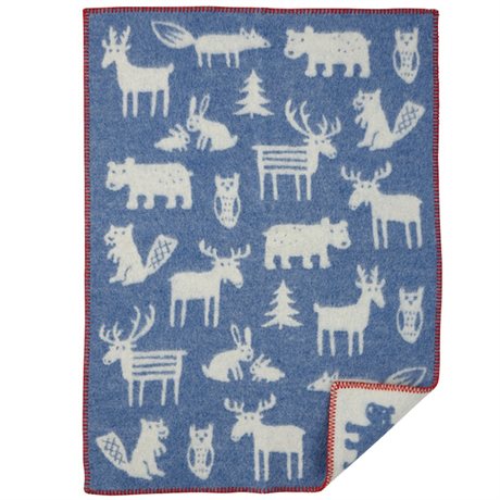 Ullfilt KLIPPAN FOREST – Babypläd i 100% ekologisk lammull blå 65x90cm 