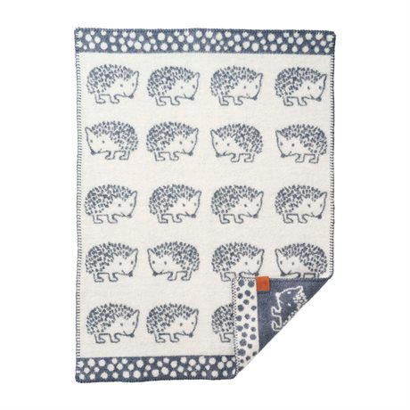 Ullfilt KLIPPAN HEDGEHOG – Babypläd i recycled ull & eko lammull blå 65x90cm 