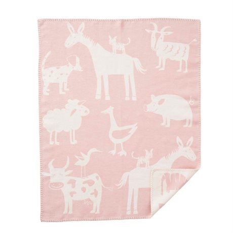 Filt KLIPPAN FARM – Babypläd i 100% organisk bomull rosa 70x90cm 