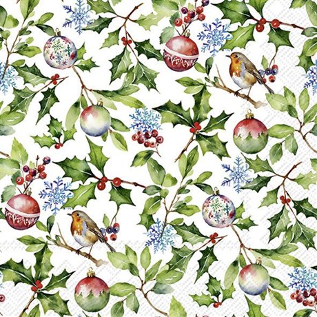 Servetter Kaffe Christmas Holly