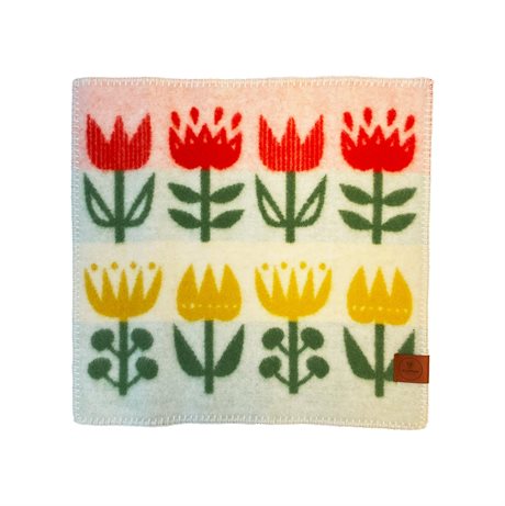 Sittunderlag KLIPPAN TULIP i 100% lammull Gul & Röd 43x43cm 
