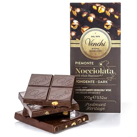 VENCHI PIEMONTE NOCCIOLATA FONDENTE DARK – Mörk choklad 60% & hasselnötter GLUTENFRI 100g
