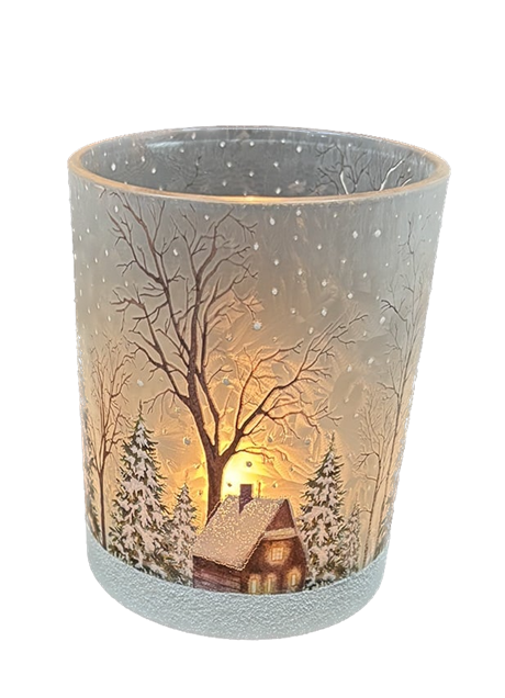 Ljuslykta i glas – Vinter stor H:12,5cm