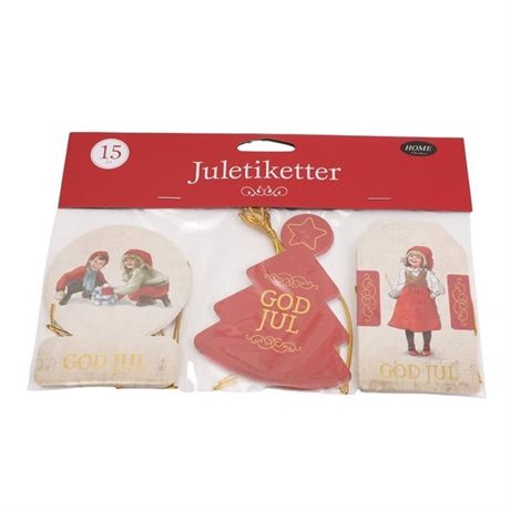 Paketkort / Juladresser knyt – tre olika motiv 15-pack