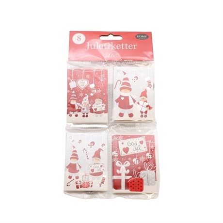 Paketkort / Juladresser knyt – fyra olika motiv 8-pack