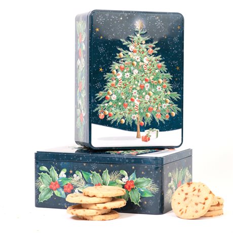 Farmhouse Christmas Tree Rectangle Tin – Salted Caramel Biscuits i fin burk 300g