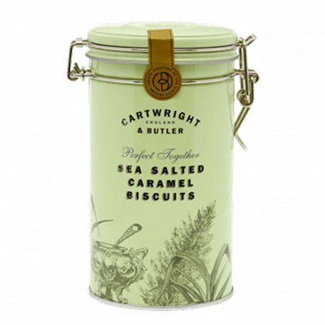 Sea Salted Caramel Biscuits – mördegskaka med saltad smörkola i fin plåtburk 200g