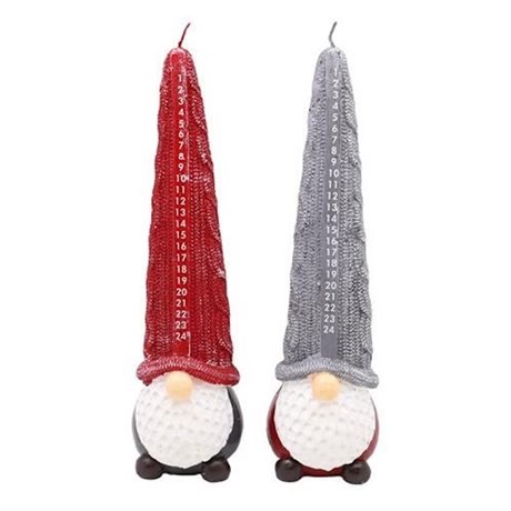 Kalenderljus Tomte med röd eller grå luva H:30cm pris/st 