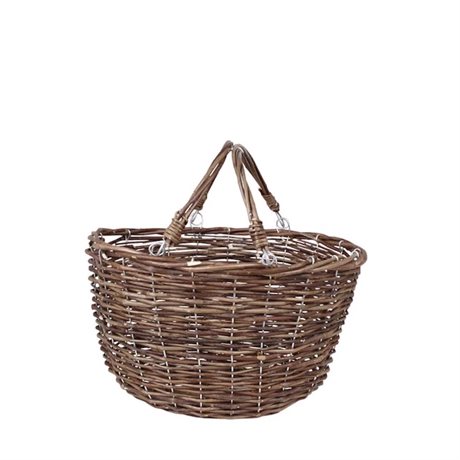 Pilkorg Iris – handflätad med två handtag, Liten 34x24x20cm