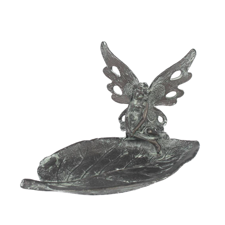 Fat / prydnadsskål – lövformat med älva 14,5x10x7,5cm