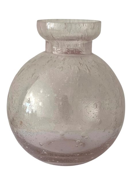 Vas / Ljuskopp i återvunnet glas, rund, rosaröd Ø11x16,5cm