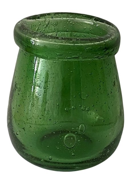 Vas / Ljuskopp i återvunnet glas med böjd kant, grön Ø9x10,5cm