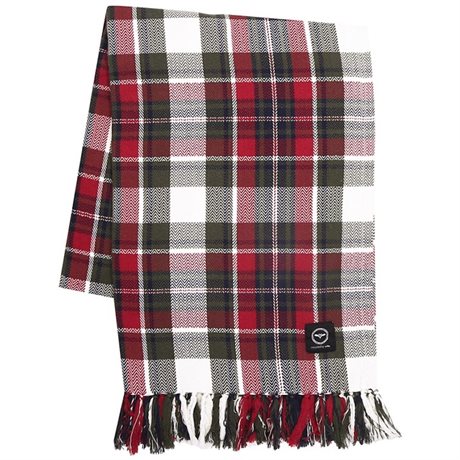 Bomullspläd HILDA Recycled OEKO-TEX® – Mörkröd & Oliv 130x170cm