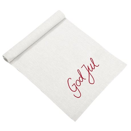 Löpare med brodyr GOD JUL – Recycled OEKO-TEX® linnefärgad 35x120cm