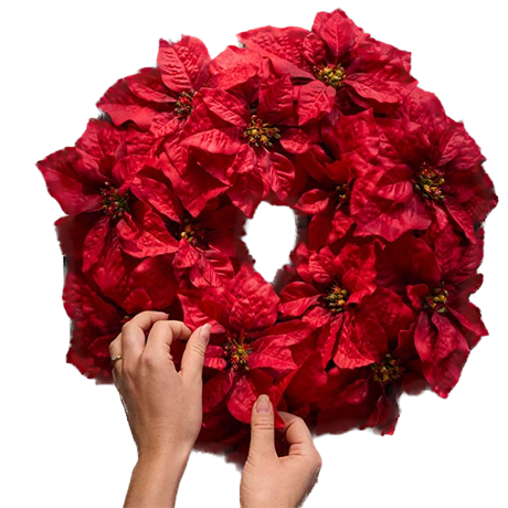 Krans med röda julstjärnor stor Ø:50cm