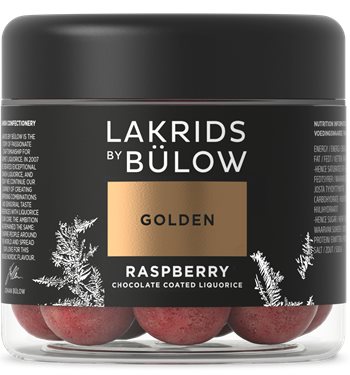Lakrits GOLDEN – RASPBERRY, med vit choklad