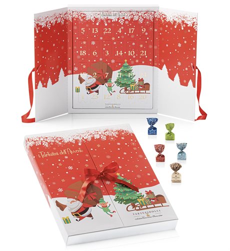 Kalender med lyxiga italienska tryfflar i choklad – Fem olika smaker 168g