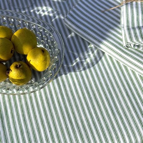 Bordsduk LINA Recycled OEKO-TEX® – Grön & Vit 140x250cm