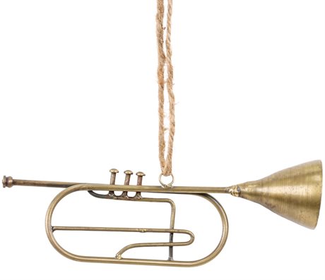 Julkula trumpet i metall med hänge 6x19cm