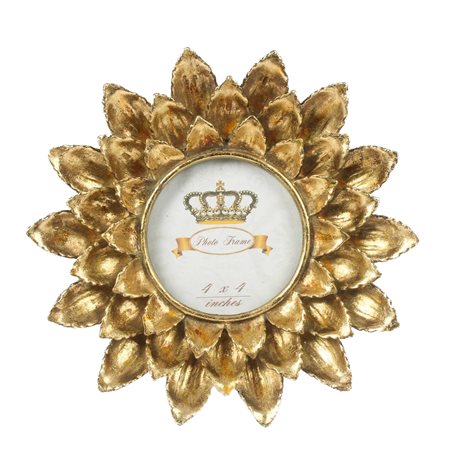 Fotoram solros med guldbladsfinish Ø:22cm