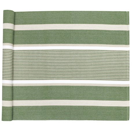 Löpare GRETA Recycled OEKO-TEX® – Grön, Linne & Vit 45x140cm