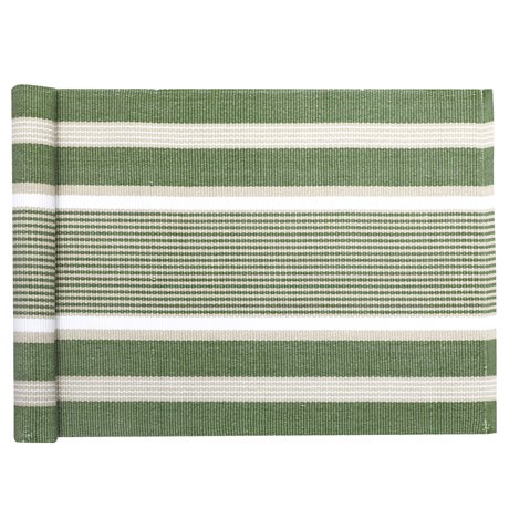 Löpare GRETA Recycled OEKO-TEX® – Grön, Linne & Vit 33x240cm