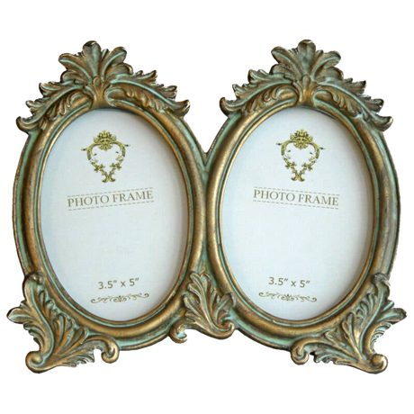 Fotoram Dubbel oval vintage Antik guldfinish 21x18cmcm